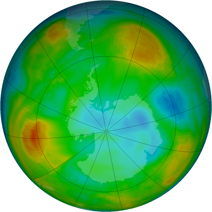 Antarctic ozone map for 18 July 1980